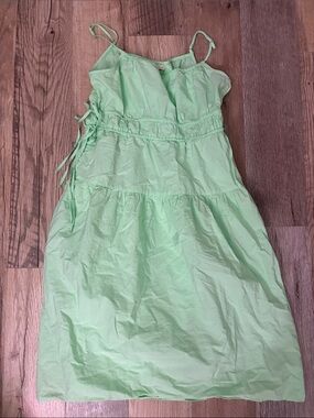 Green Spaghetti-Strap Summer Dress